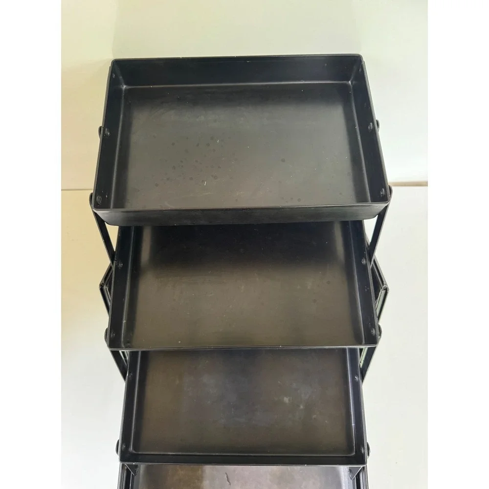 MAC Cosmetics Professional Makeup Train Case Organizer Black Grey Tiered Trays